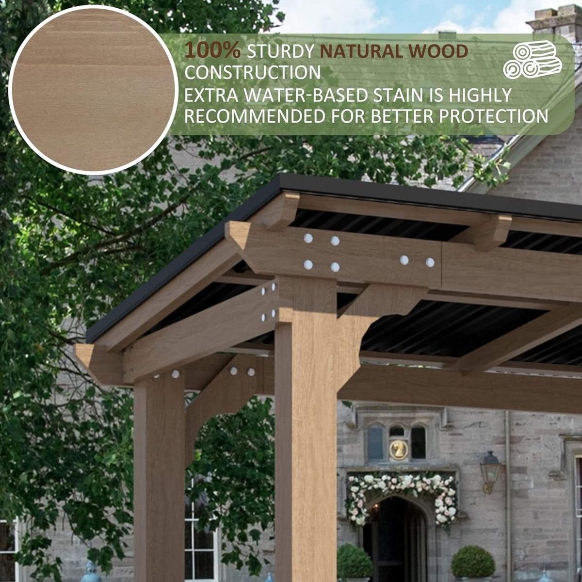 Heavy-Duty Premium Wooden Grill Gazebo With Sloped Metal Roof (SAK61583)