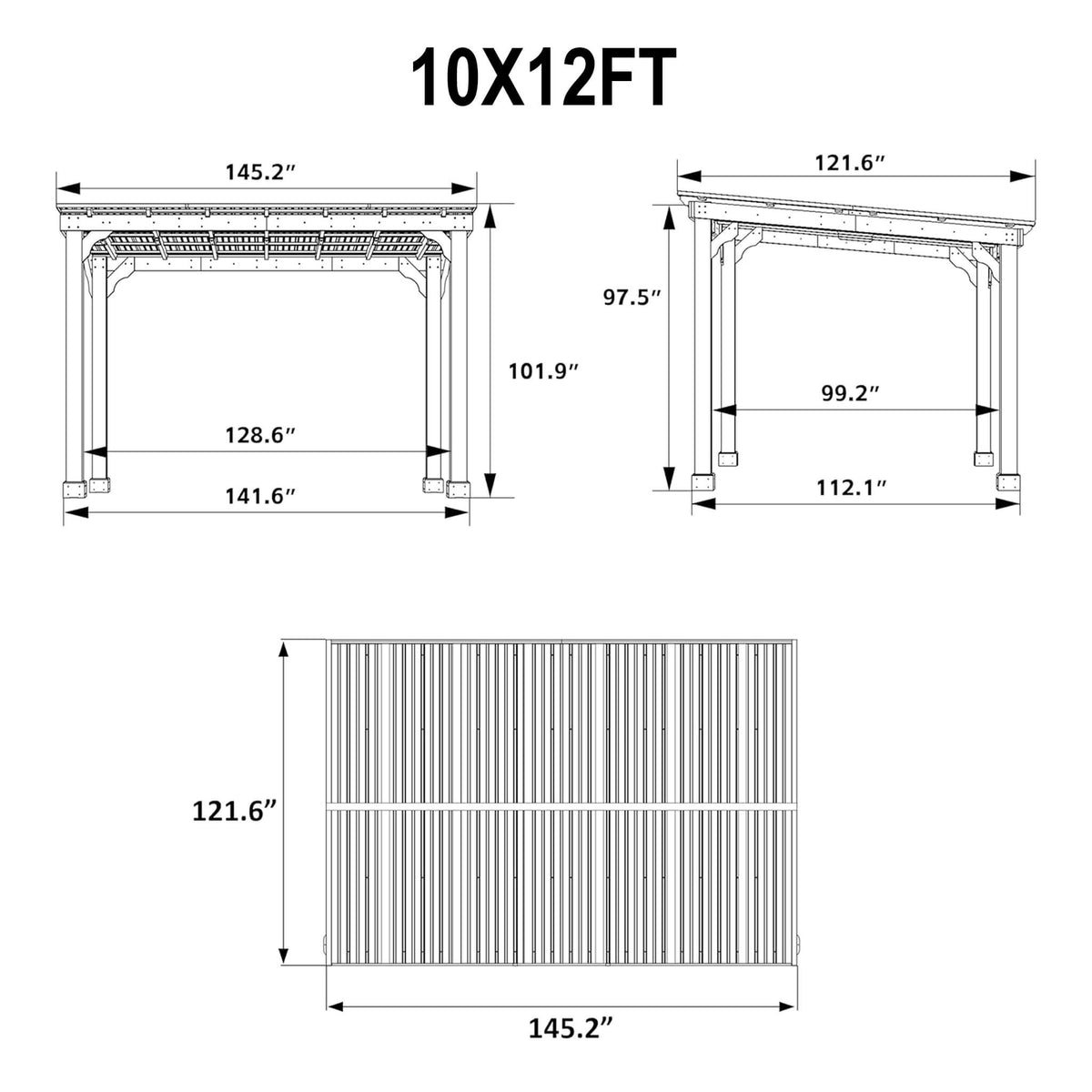 Heavy-Duty Premium Wooden Grill Gazebo With Sloped Metal Roof (SAK61583)