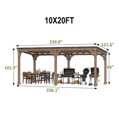 Heavy-Duty Premium Wooden Grill Gazebo With Sloped Metal Roof (SAK61583)