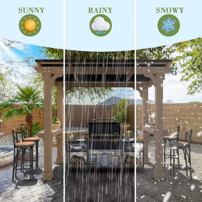 Heavy-Duty Premium Wooden Grill Gazebo With Sloped Metal Roof (SAK61583)