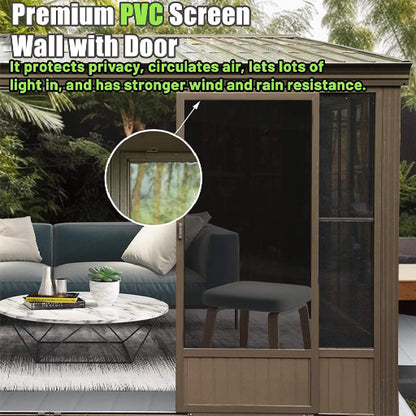 [12X14FT] Haven Large Outdoor All-Season Wall-Mounted Sunroom With Galvanized Steel Roof & Moveable PVC Screen (SAK46475)