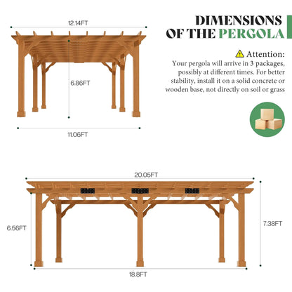 Large Outdoor Cedar Wood Pergola Kit With Slatted Roof (SAK31064)