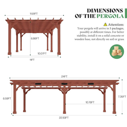 Large Outdoor Cedar Wood Pergola Kit With Slatted Roof (SAK31064)
