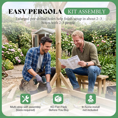 Large Outdoor Cedar Wood Pergola Kit With Slatted Roof (SAK31064)