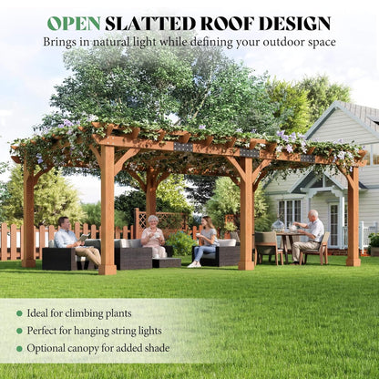 Large Outdoor Cedar Wood Pergola Kit With Slatted Roof (SAK31064)