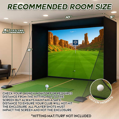 Large Premium Indoor Golf Simulator Enclosure Net With Frame And HD Screen Kit [ENCLOSURE ONLY] (SAK34172)