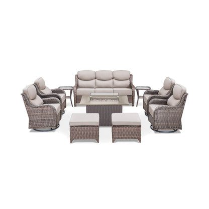 Luxury 10-Piece All-Weather Outdoor Patio Furniture Set With Fire Pit Table (SAK39281)