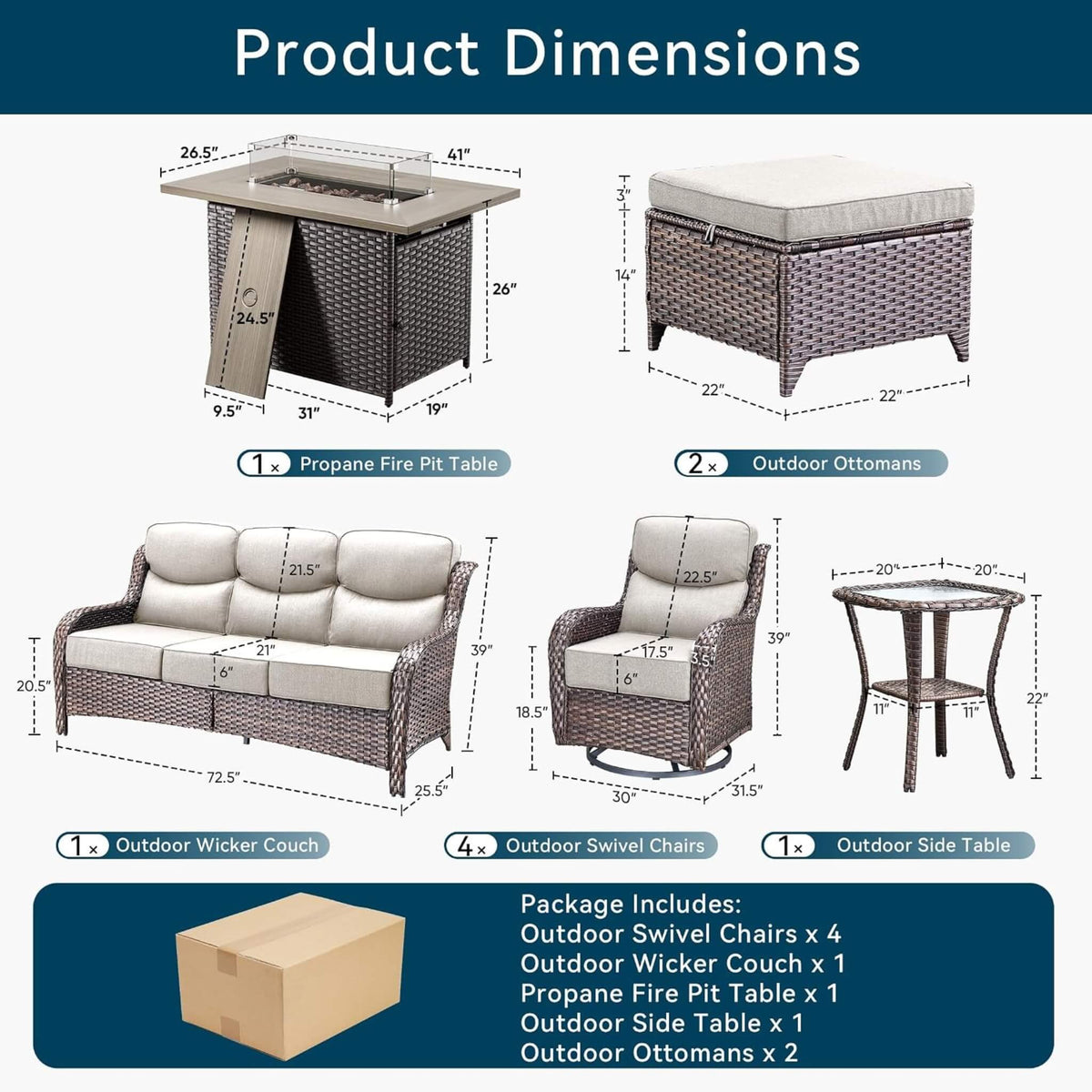 Luxury 10-Piece All-Weather Outdoor Patio Furniture Set With Fire Pit Table (SAK39281)