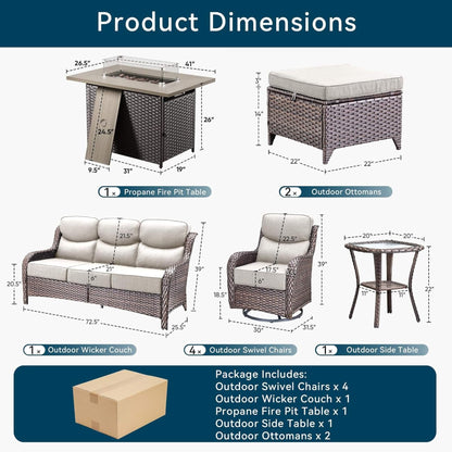 Luxury 10-Piece All-Weather Outdoor Patio Furniture Set With Fire Pit Table (SAK39281)