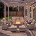 10-Piece All-Weather Outdoor Patio Furniture Set with Fire Pit Table