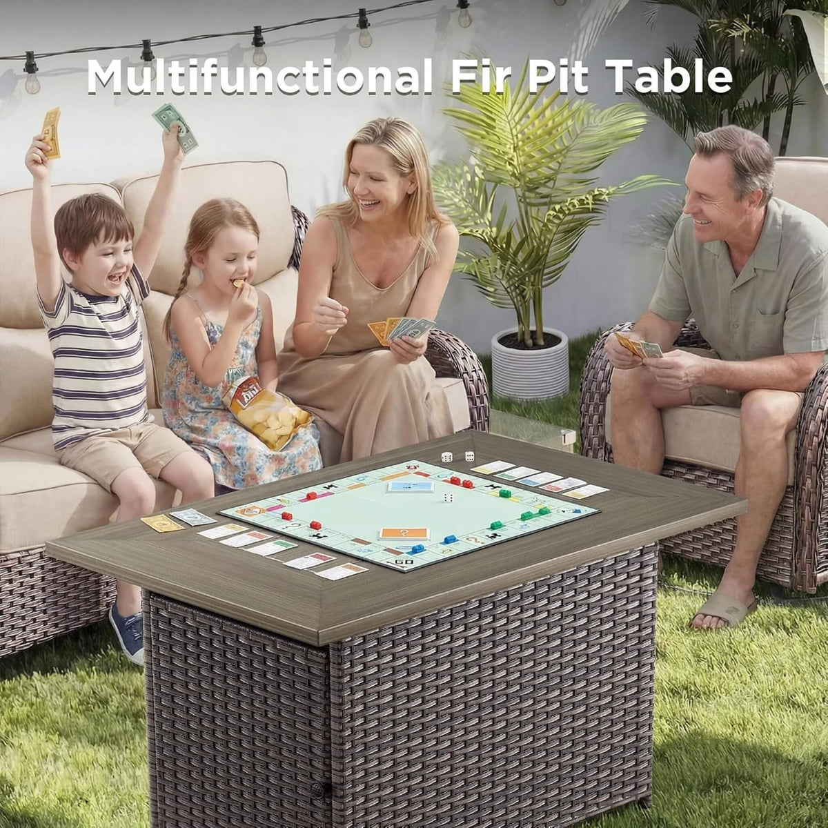 Luxury 10-Piece All-Weather Outdoor Patio Furniture Set With Fire Pit Table (SAK39281)