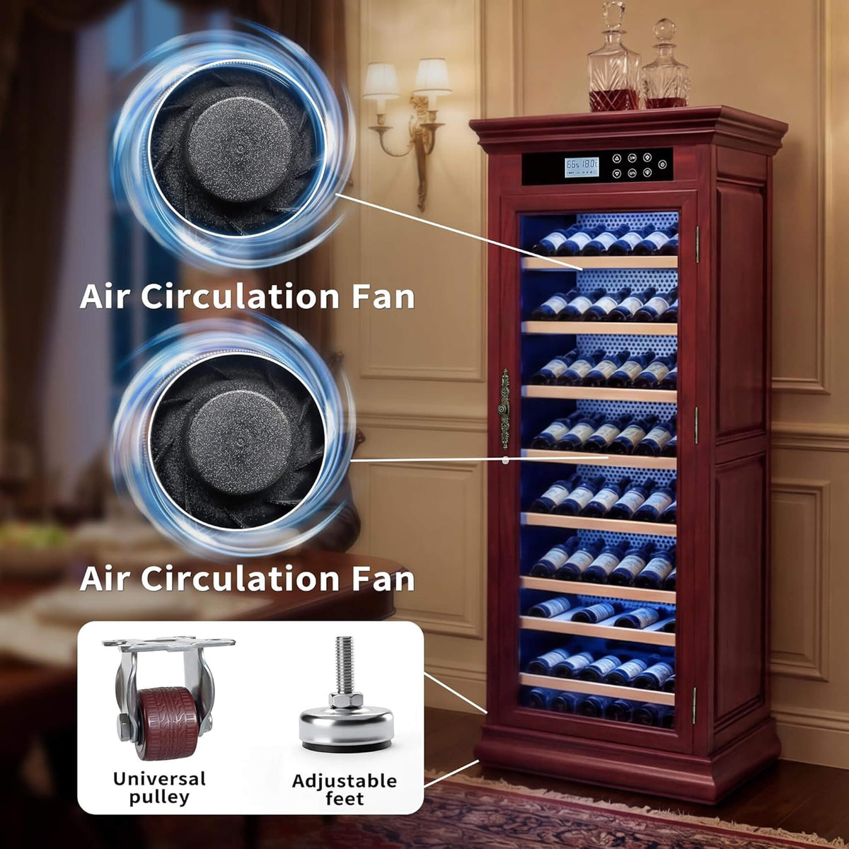 102-Bottle Wine Cooler Cabinet with LED Lighting and Temperature Control