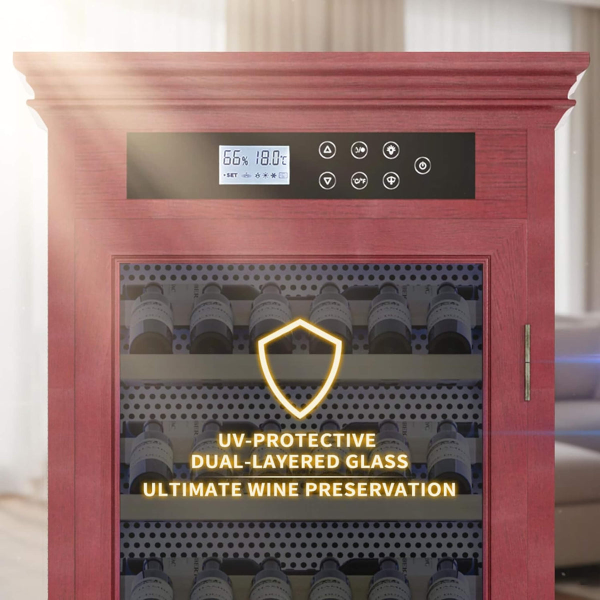 102-Bottle 10.6 Cu.Ft Wine Cooler Cabinet With LED Lighting And Temperature Control (SAK69027)