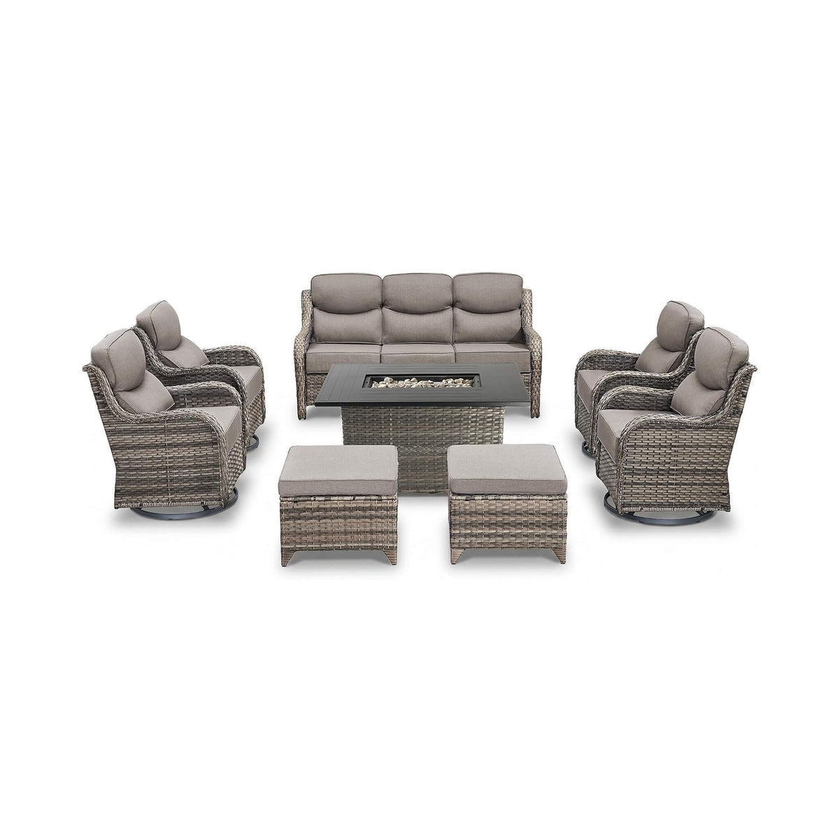 Luxury 8-Piece All-Weather Patio Furniture Set With Fire Pit Table (SAK37512)