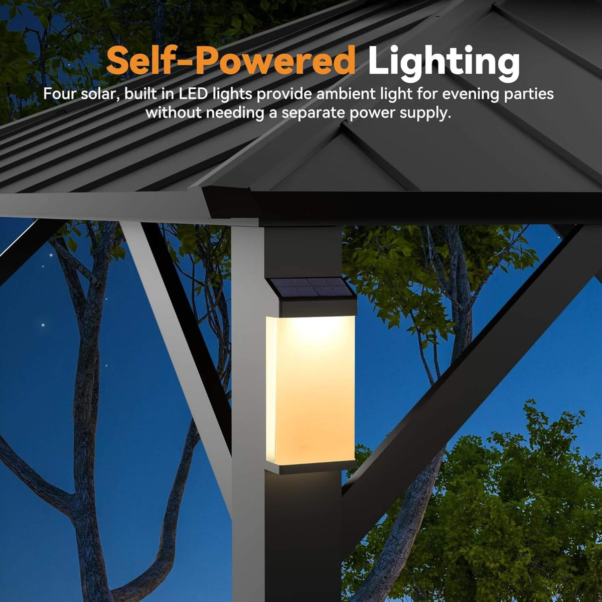 Luxury Double Roof Hardtop Aluminum Gazebo With Decor Hooks, Mosquito Nettings, And LED Lights (SAK91824)