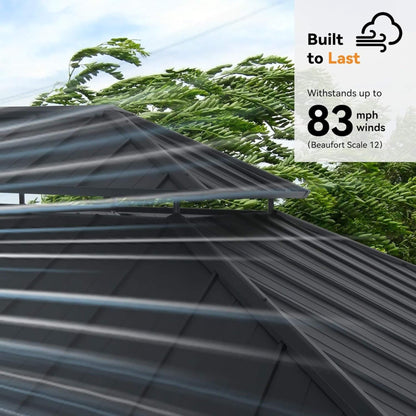 Luxury Double Roof Hardtop Aluminum Gazebo With Decor Hooks, Mosquito Nettings, And LED Lights (SAK91824)
