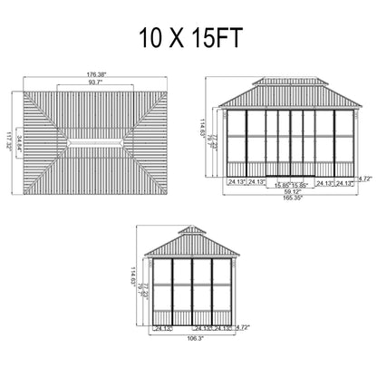 Oasis Luxury Heavy-Duty Hardtop Sunroom With Aluminum Frame And LED Lights (SAK79102)