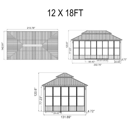 Oasis Luxury Heavy-Duty Hardtop Sunroom With Aluminum Frame And LED Lights (SAK79102)