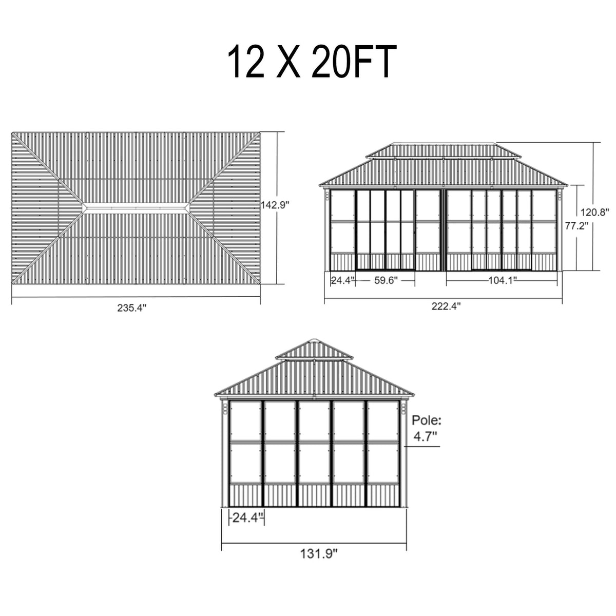 Oasis Luxury Heavy-Duty Hardtop Sunroom With Aluminum Frame And LED Lights (SAK79102)
