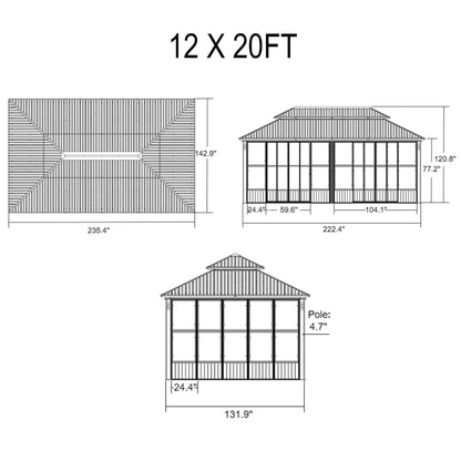 Oasis Luxury Heavy-Duty Hardtop Sunroom With Aluminum Frame And LED Lights (SAK79102)