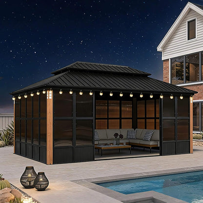 Oasis Luxury Heavy-Duty Hardtop Sunroom With Aluminum Frame And LED Lights (SAK79102)