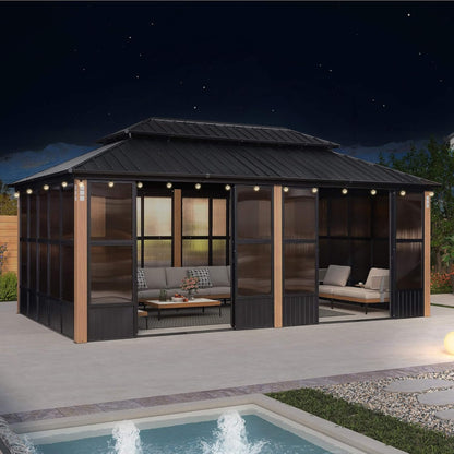 Oasis Luxury Heavy-Duty Hardtop Sunroom With Aluminum Frame And LED Lights (SAK79102)