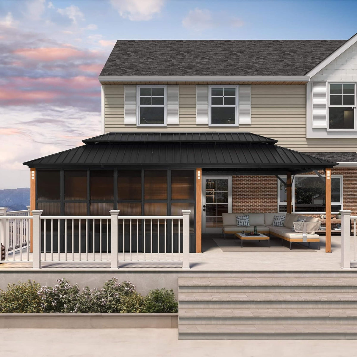 Oasis Luxury Heavy-Duty Hardtop Sunroom With Aluminum Frame And LED Lights (SAK79102)