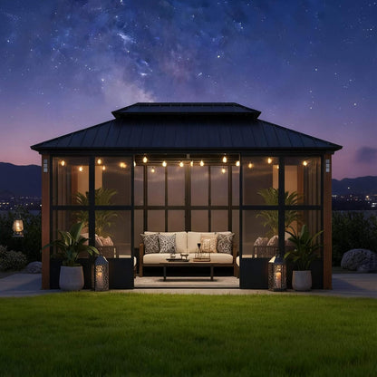 Oasis Luxury Heavy-Duty Hardtop Sunroom With Aluminum Frame And LED Lights (SAK79102)