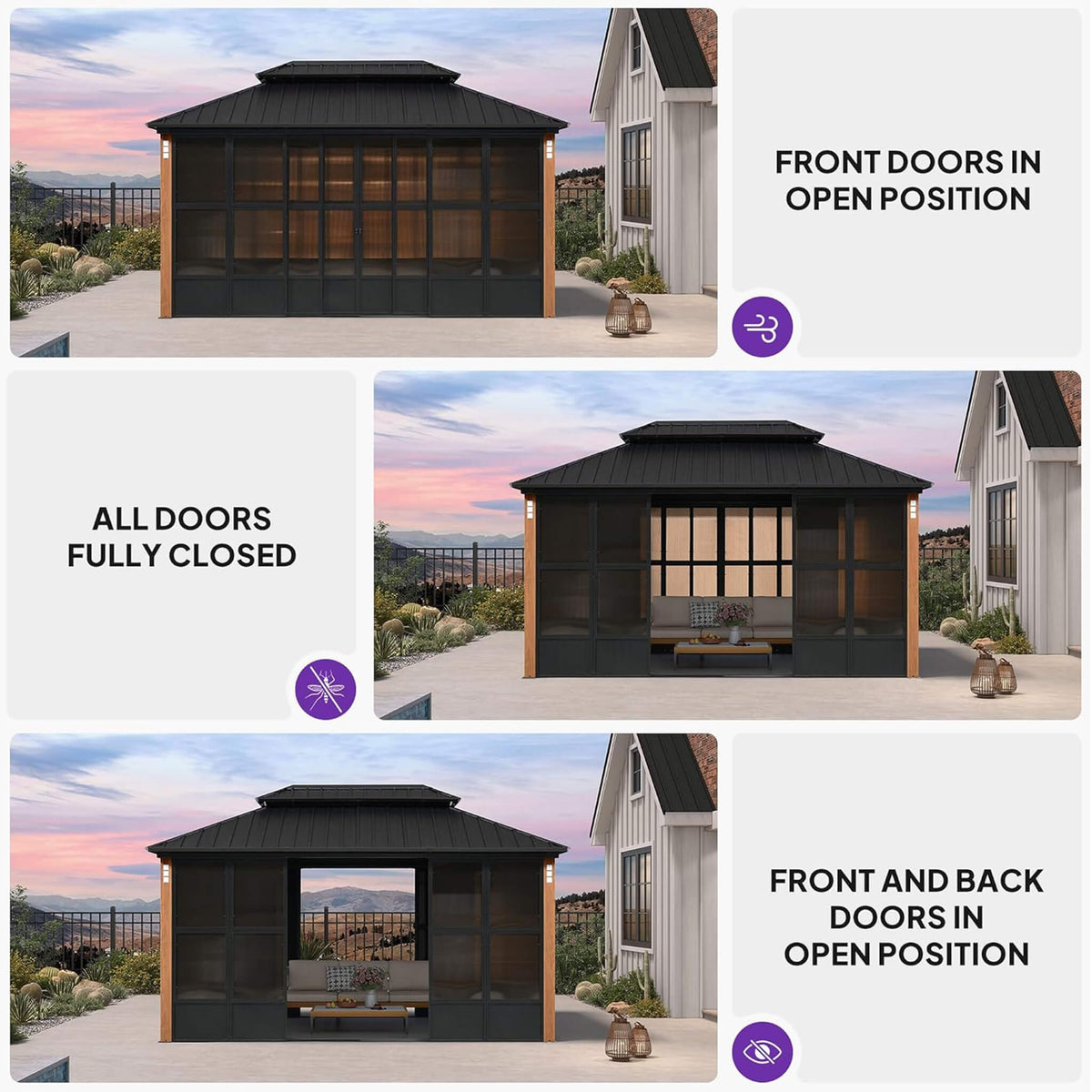Oasis Luxury Heavy-Duty Hardtop Sunroom With Aluminum Frame And LED Lights (SAK79102)
