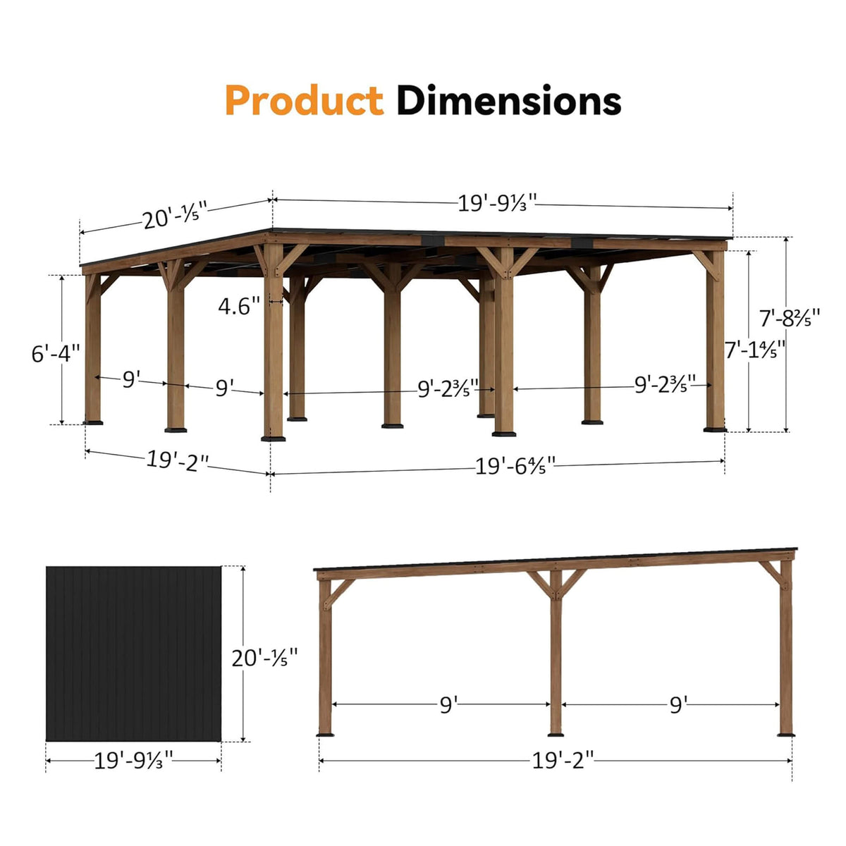 Luxury Modern Cedar Gazebo With Sloped Hardtop Roof (SAK35720)