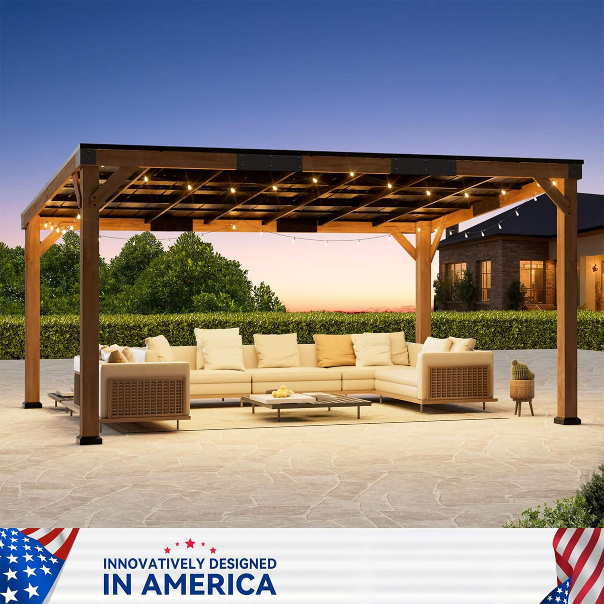 Luxury Modern Cedar Gazebo With Sloped Hardtop Roof (SAK35720)