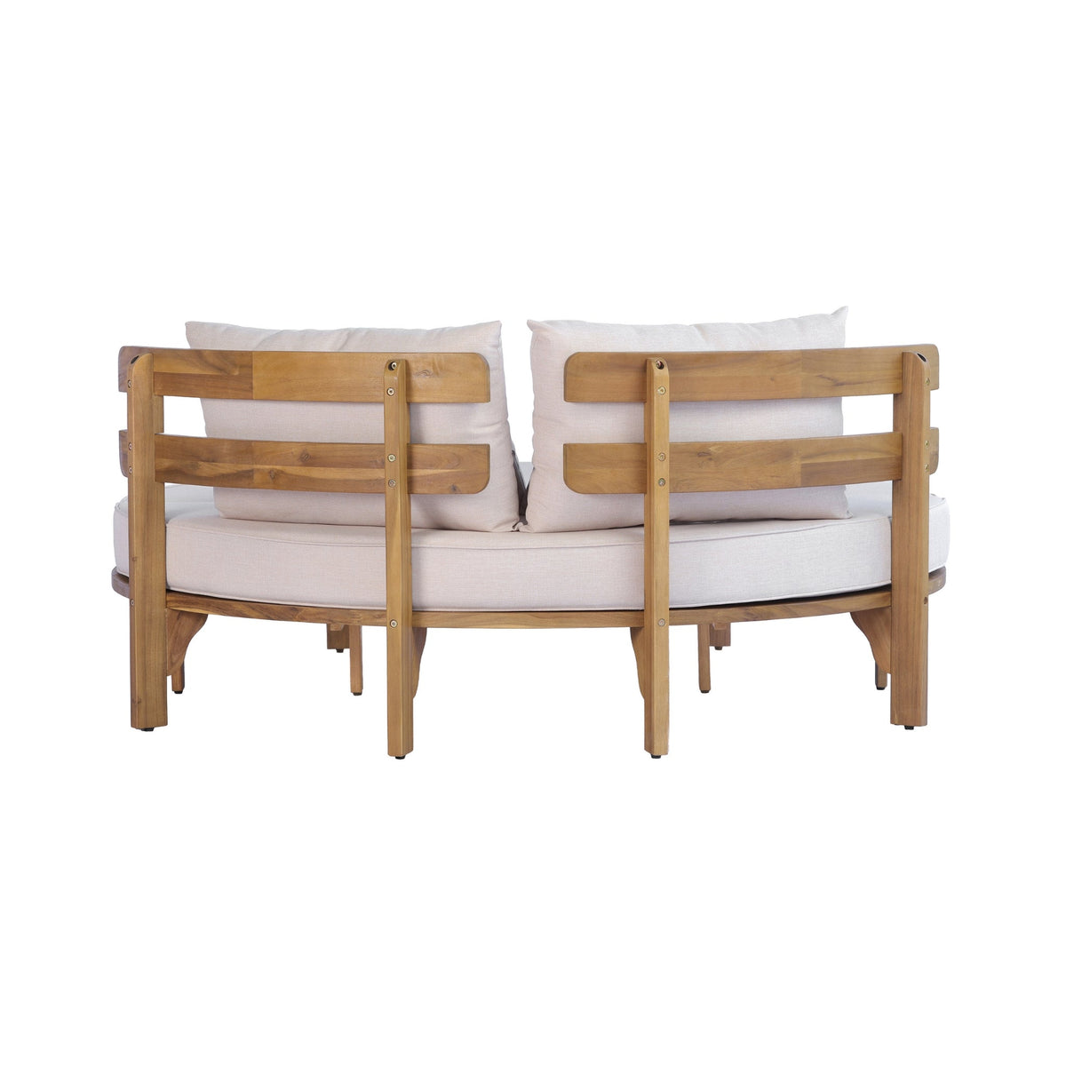 Luxury Outdoor Acacia Wood Round Daybed With Cushions And Pillows (SAK40613)