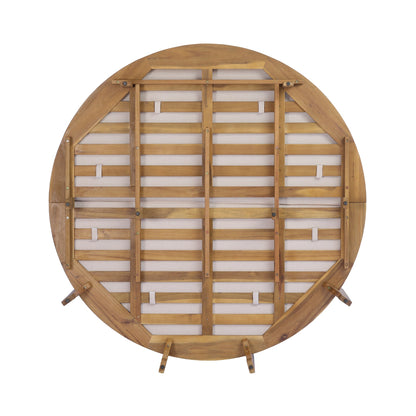 Luxury Outdoor Acacia Wood Round Daybed With Cushions And Pillows (SAK40613)