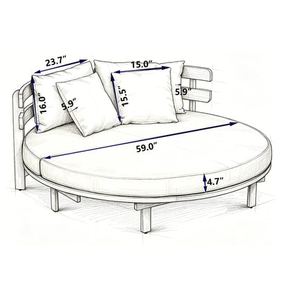 Luxury Outdoor Acacia Wood Round Daybed With Cushions And Pillows (SAK40613)