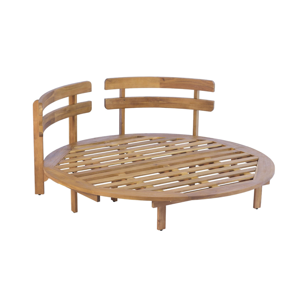 Luxury Outdoor Acacia Wood Round Daybed With Cushions And Pillows (SAK40613)