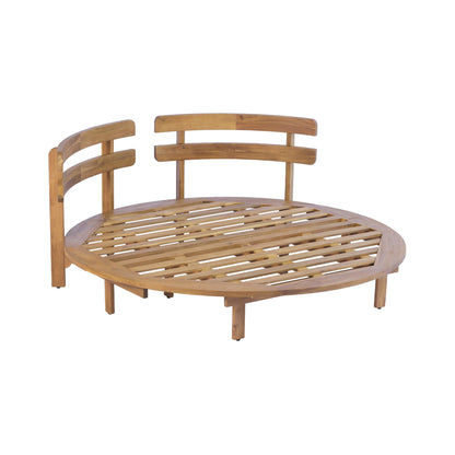 Luxury Outdoor Acacia Wood Round Daybed With Cushions And Pillows (SAK40613)