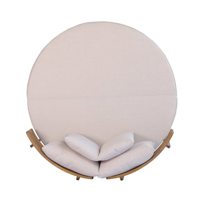 Luxury Outdoor Acacia Wood Round Daybed With Cushions And Pillows (SAK40613)