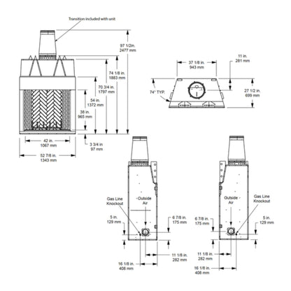 42-Inch Open Wood-Burning Fireplace