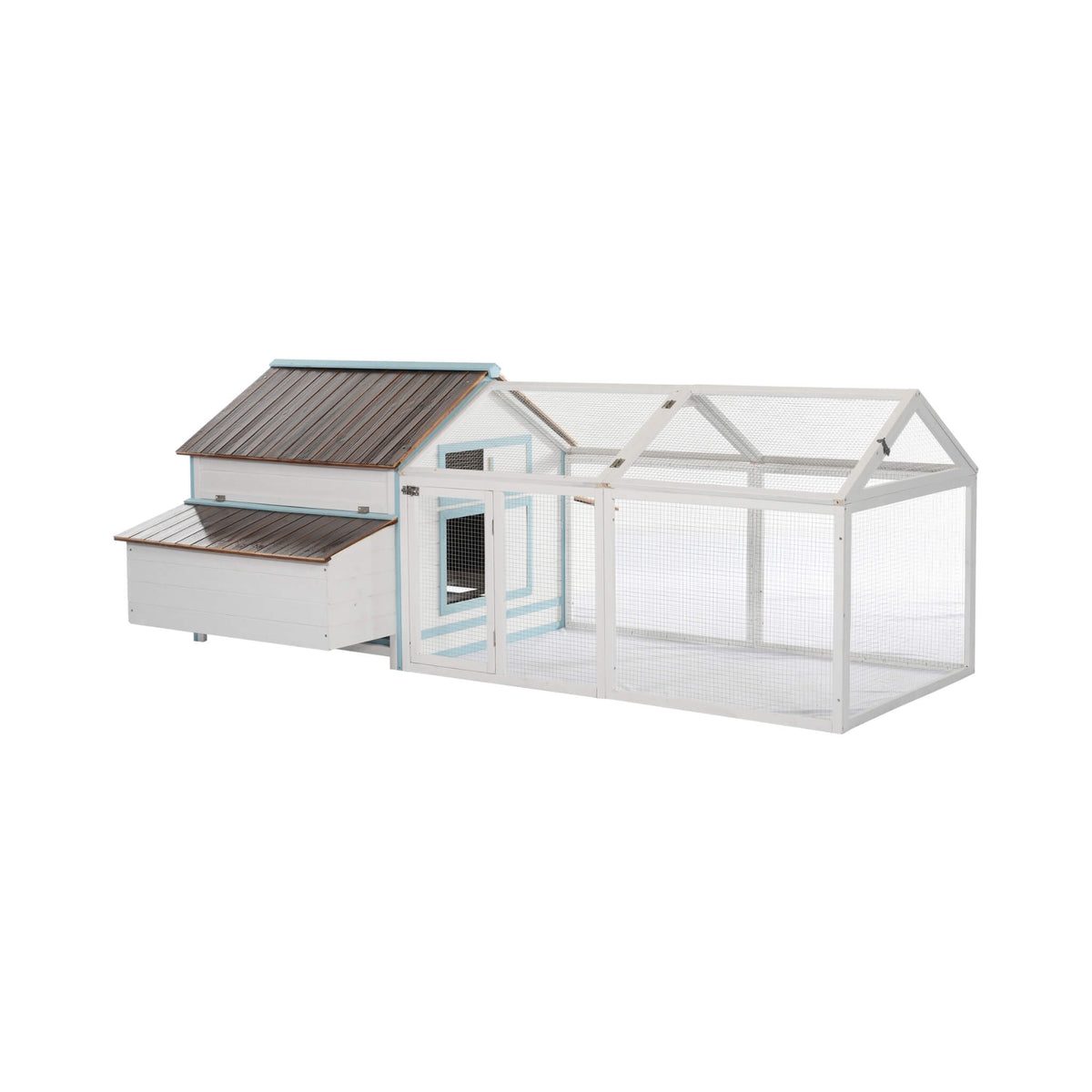 96-Inch Outdoor Fir Wood Chicken Coop With Nesting Box And Run (SAK41852)