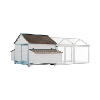 96-Inch Outdoor Fir Wood Chicken Coop With Nesting Box And Run (SAK41852)