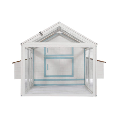 96-Inch Outdoor Fir Wood Chicken Coop With Nesting Box And Run (SAK41852)