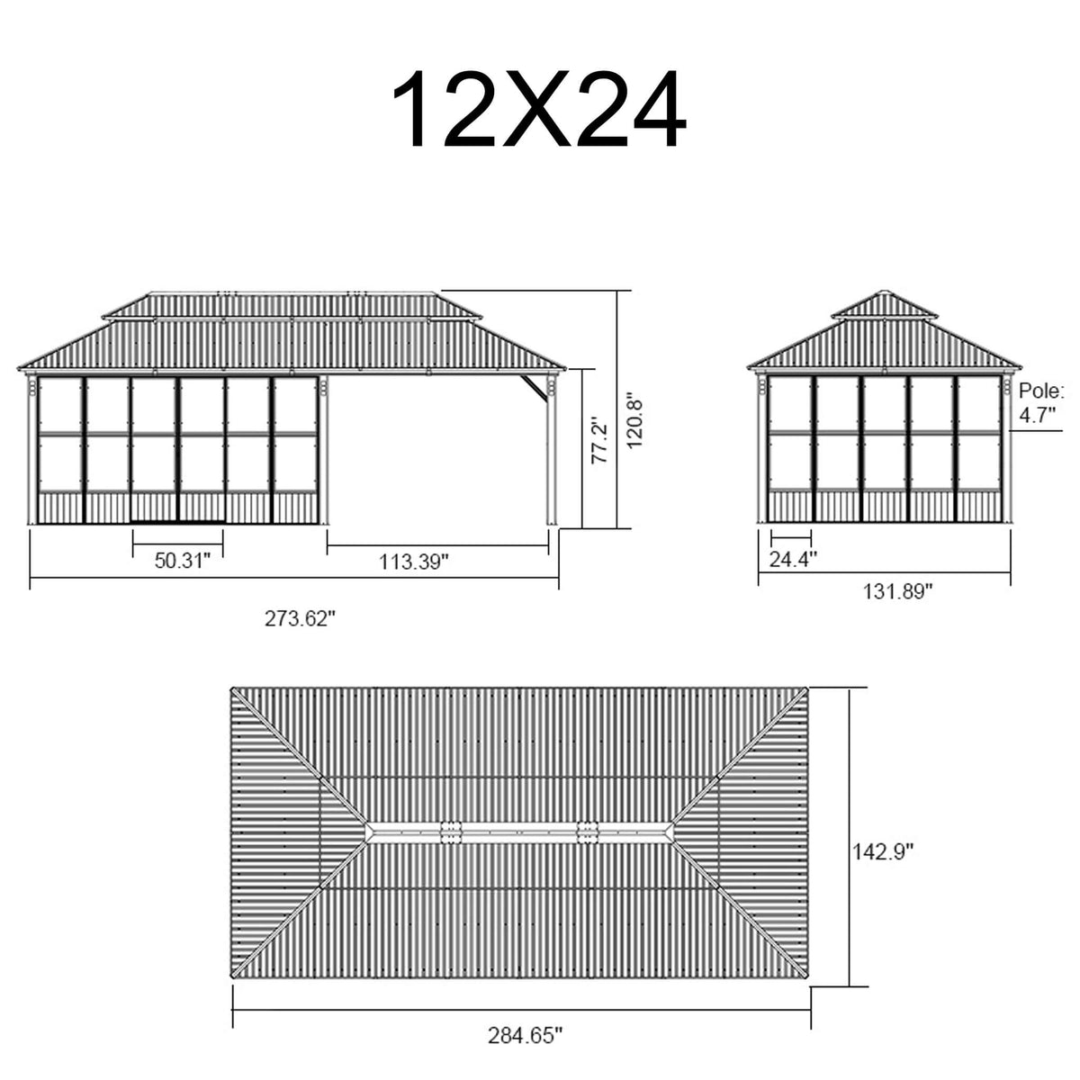 Vista Outdoor Hardtop Aluminum Solarium With Double Roof And LED Lights (SAK42086)
