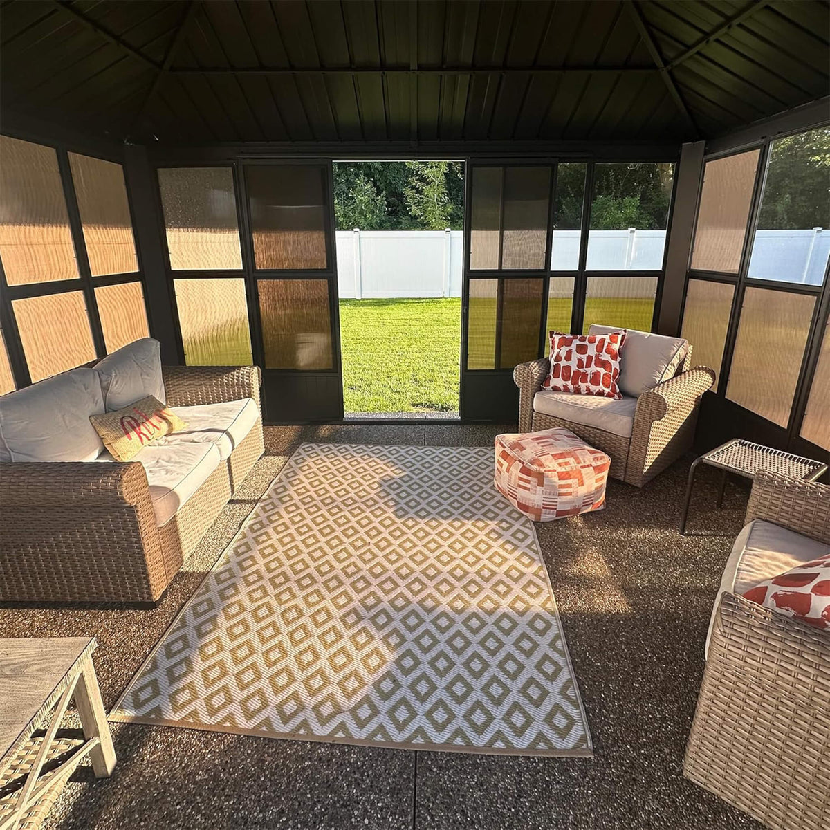Vista Outdoor Hardtop Aluminum Solarium With Double Roof And LED Lights (SAK42086)