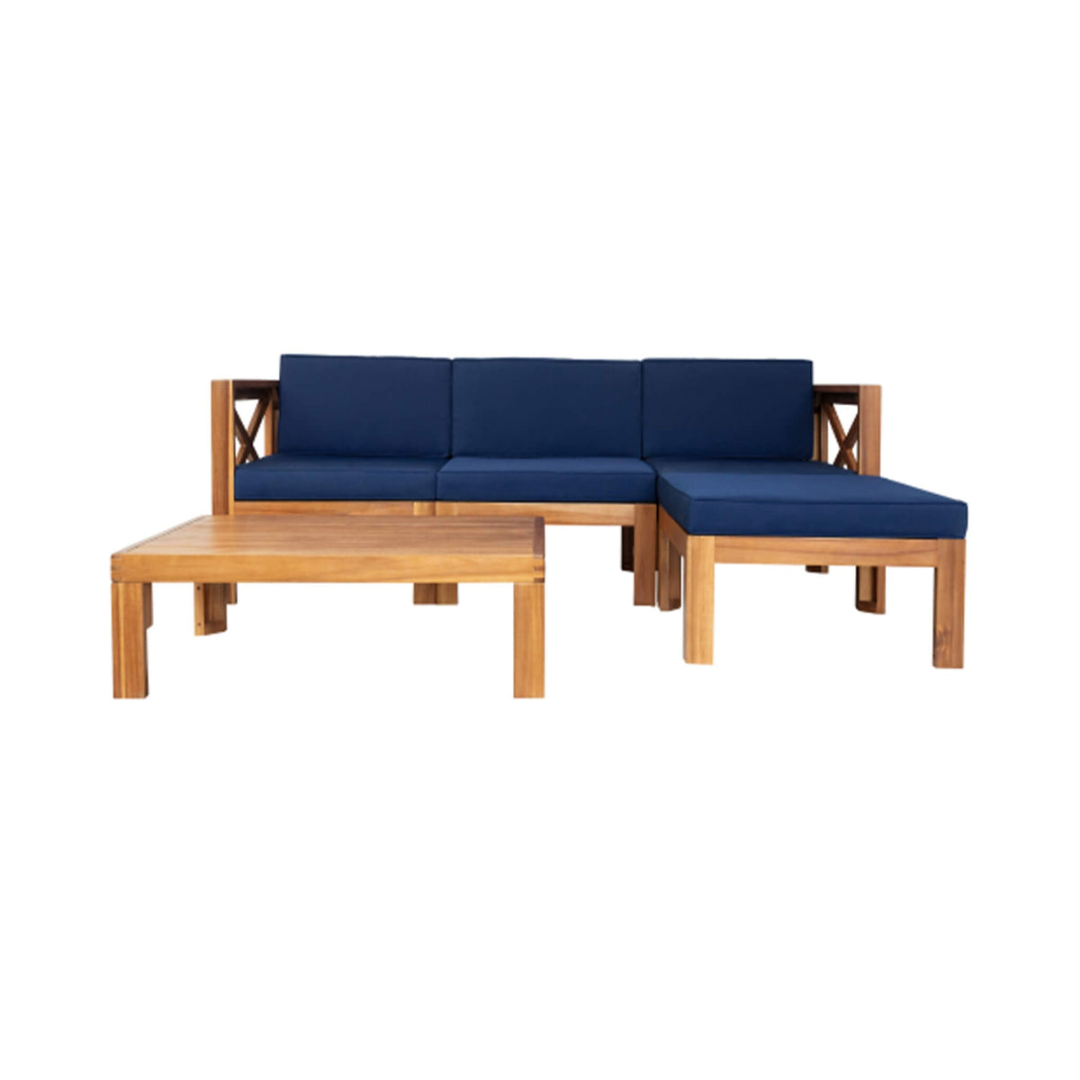 5-Piece Outdoor Patio Wood Sectional Sofa Set With Cushions (SAK31297)