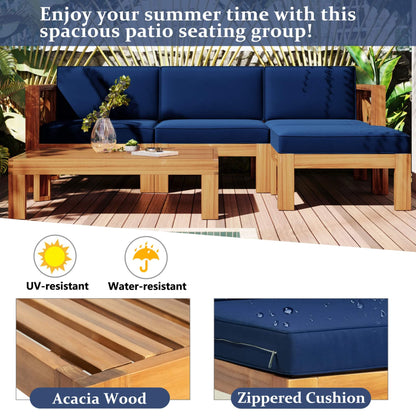 5-Piece Outdoor Patio Wood Sectional Sofa Set With Cushions (SAK31297)