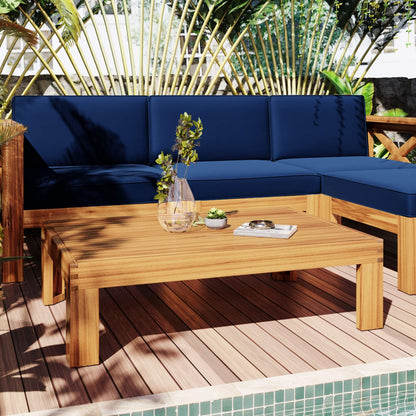 5-Piece Outdoor Patio Wood Sectional Sofa Set With Cushions (SAK31297)