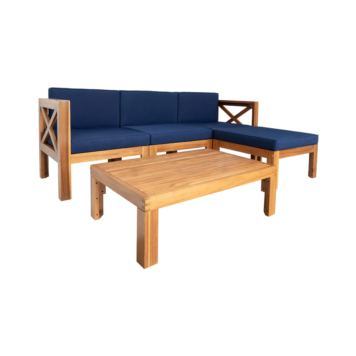 5-Piece Outdoor Patio Wood Sectional Sofa Set With Cushions (SAK31297)