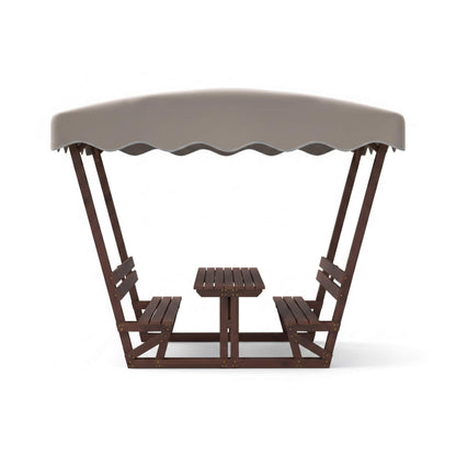 Outdoor Waterproof Wood Picnic Table And Bench Set With Removable Canopy (SAK87135)