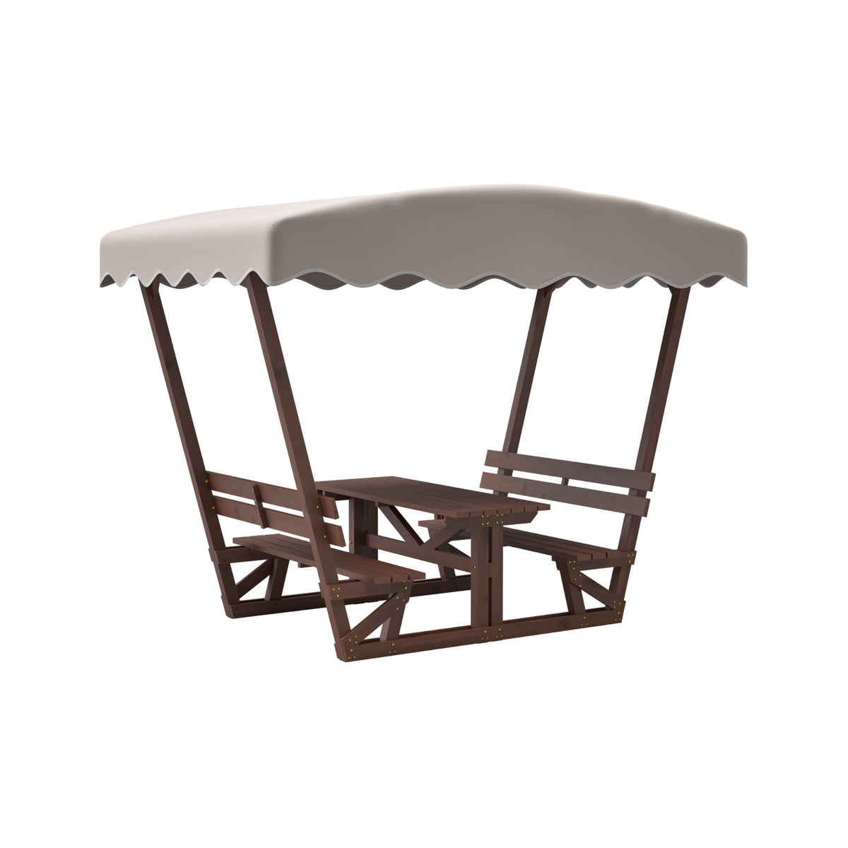 Outdoor Waterproof Wood Picnic Table And Bench Set With Removable Canopy (SAK87135)