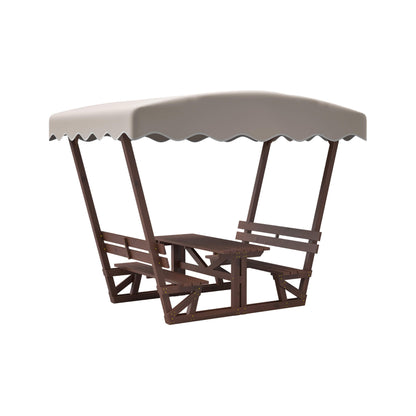 Outdoor Waterproof Wood Picnic Table And Bench Set With Removable Canopy (SAK87135)